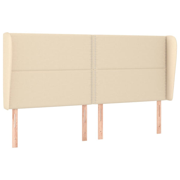 vidaXL Tête de lit à oreilles Crème 203x23x118/128 cm Tissu