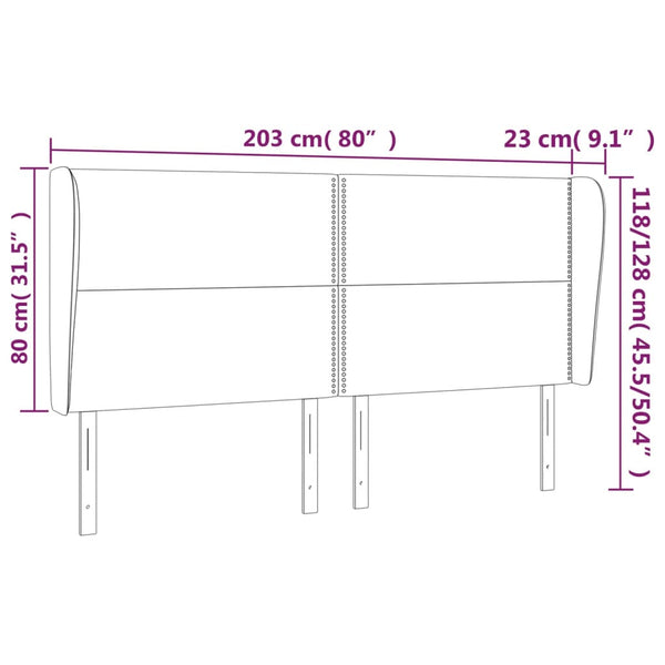 vidaXL Tête de lit à oreilles Crème 203x23x118/128 cm Tissu