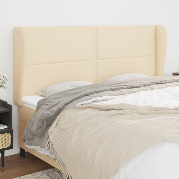 vidaXL Tête de lit à oreilles Crème 203x23x118/128 cm Tissu