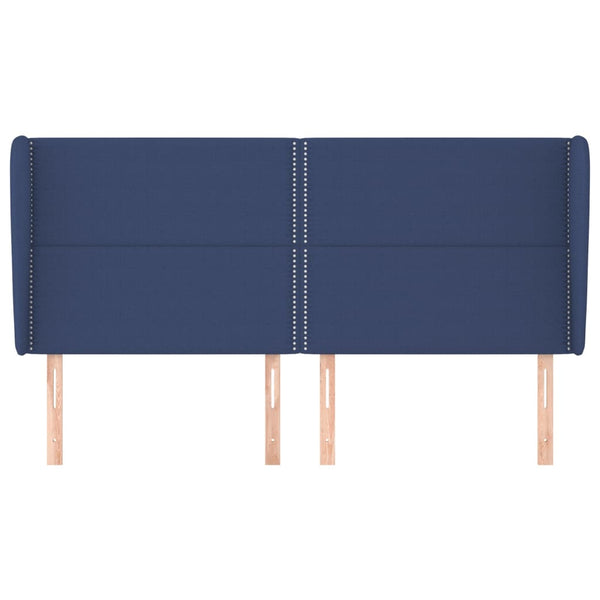 Kopfteil mit Ohren Blau 203x23x118/128 cm Stoff