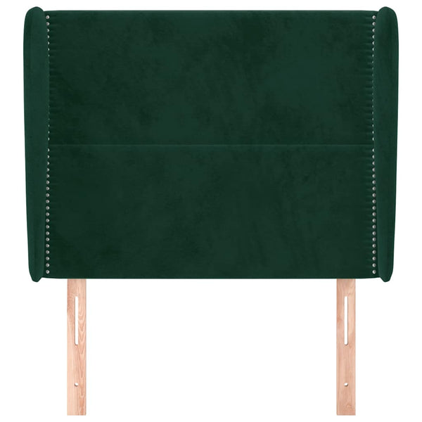 Kopfteil mit Ohren Dunkelgrün 93x23x118/128 cm Samt