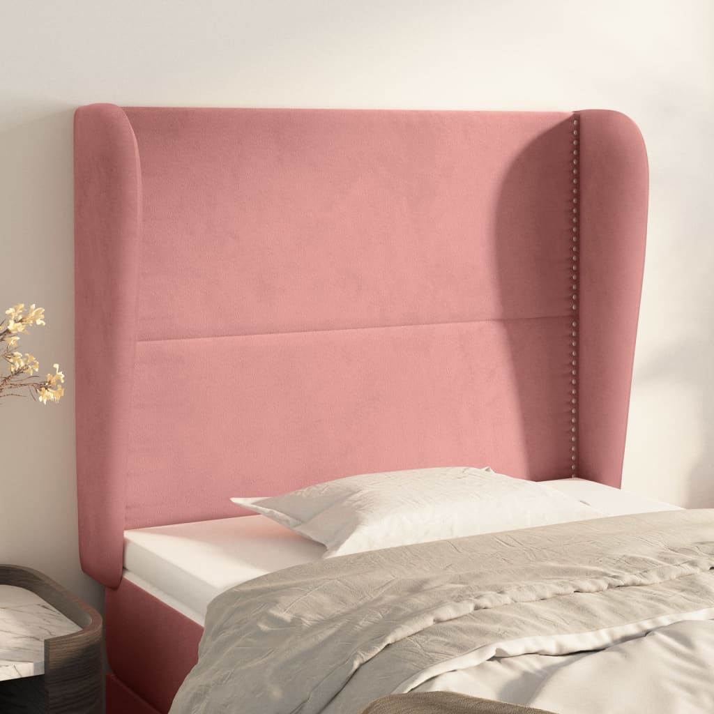Kopfteil mit Ohren Rosa 93x23x118/128 cm Samt