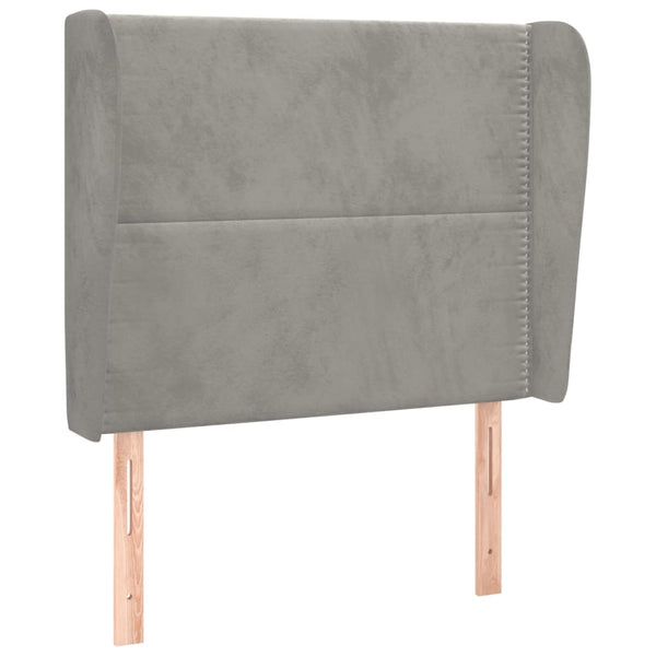 vidaXL Tête de lit à oreilles Gris clair 103x23x118/128 cm Velours
