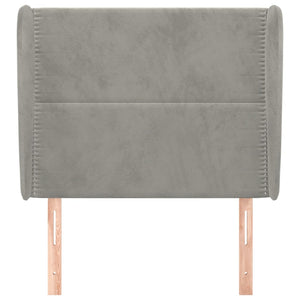 vidaXL Tête de lit à oreilles Gris clair 103x23x118/128 cm Velours
