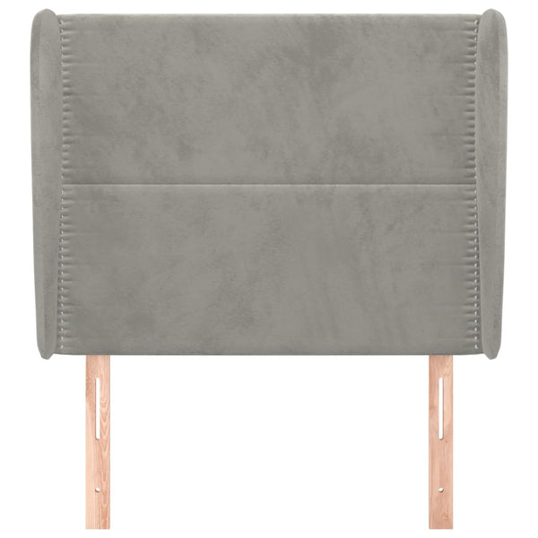 vidaXL Tête de lit à oreilles Gris clair 103x23x118/128 cm Velours