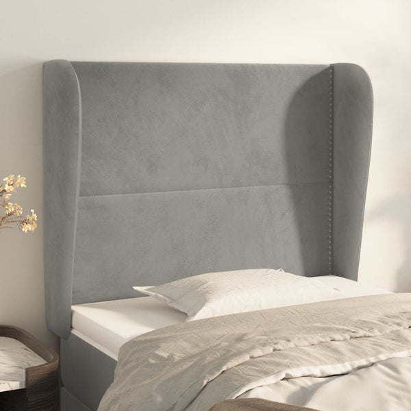 vidaXL Tête de lit à oreilles Gris clair 103x23x118/128 cm Velours