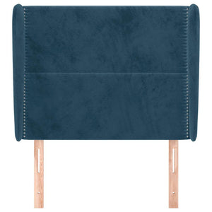 Kopfteil mit Ohren Dunkelblau 103x23x118/128 cm Samt