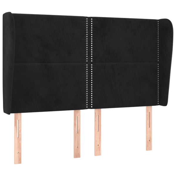 vidaXL Tête de lit à oreilles Noir 147x23x118/128 cm Velours