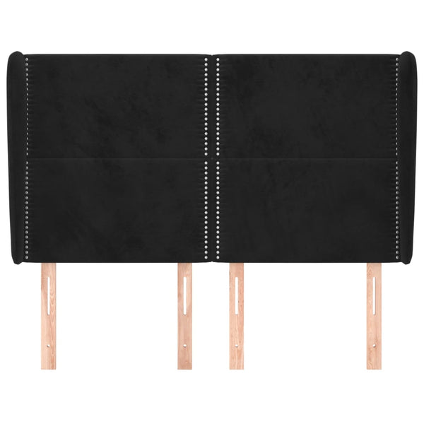 vidaXL Tête de lit à oreilles Noir 147x23x118/128 cm Velours