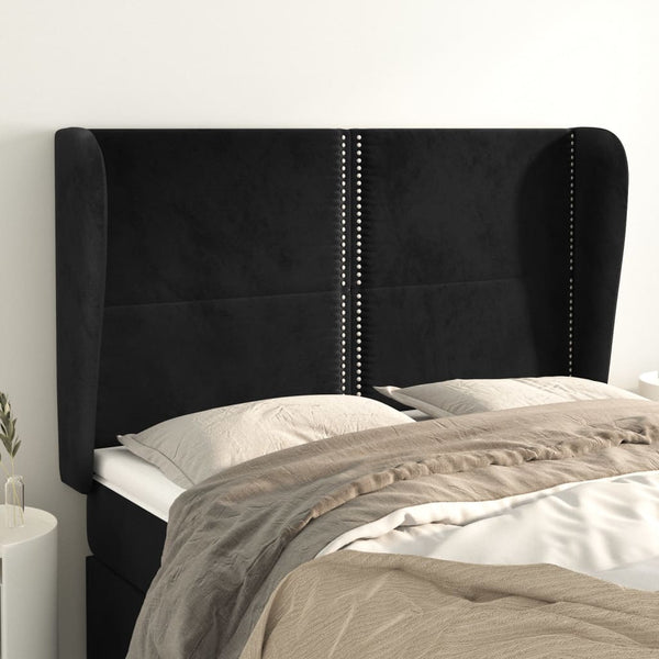 vidaXL Tête de lit à oreilles Noir 147x23x118/128 cm Velours