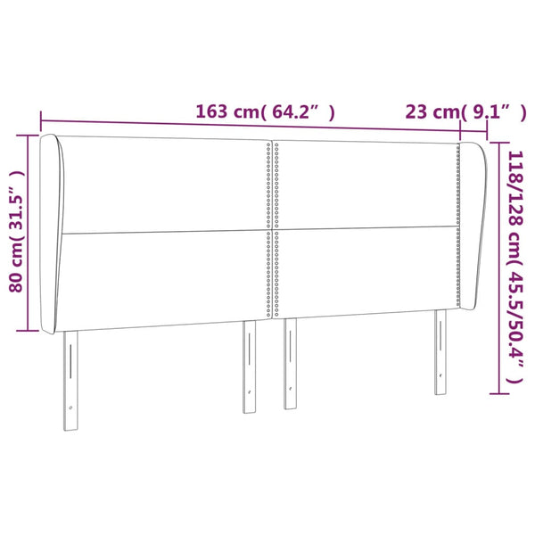 Kopfteil mit Ohren Dunkelgrau 163x23x118/128 cm Samt