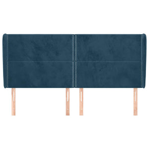Kopfteil mit Ohren Dunkelblau 163x23x118/128 cm Samt