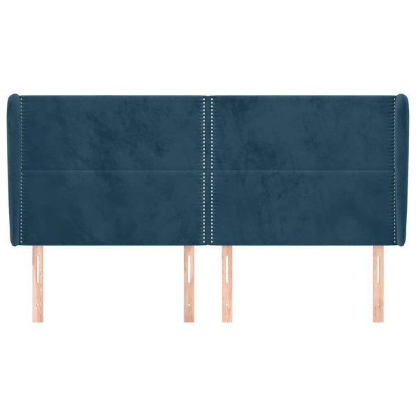 Kopfteil mit Ohren Dunkelblau 163x23x118/128 cm Samt