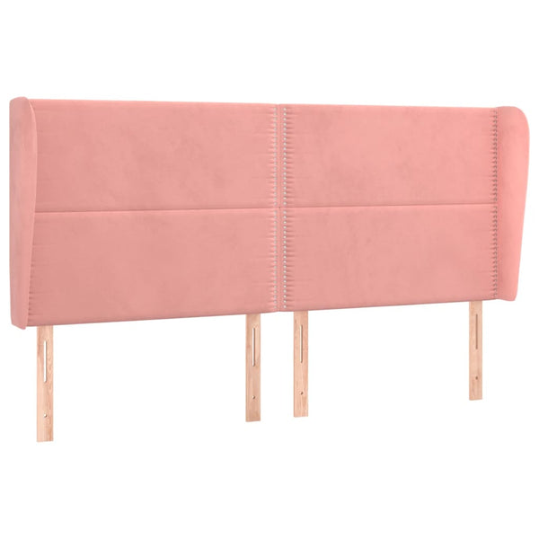 vidaXL Tête de lit à oreilles Rose 163x23x118/128 cm Velours
