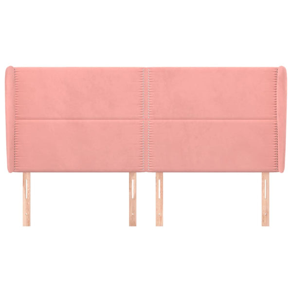 vidaXL Tête de lit à oreilles Rose 163x23x118/128 cm Velours