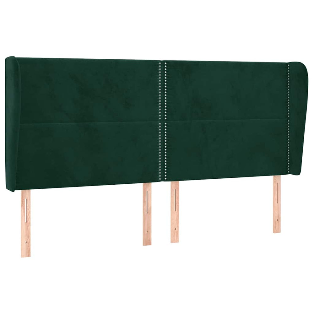 Kopfteil mit Ohren Dunkelgrün 183x23x118/128 cm Samt