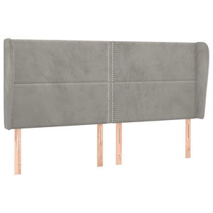 vidaXL Tête de lit à oreilles Gris clair 203x23x118/128 cm Velours