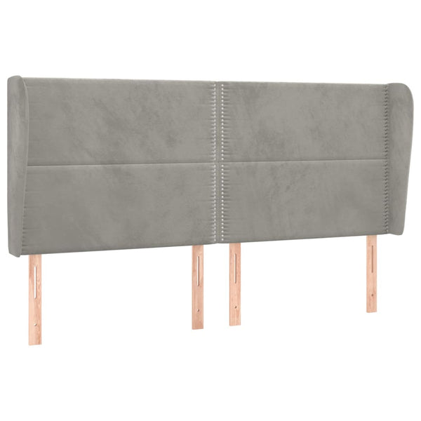 vidaXL Tête de lit à oreilles Gris clair 203x23x118/128 cm Velours