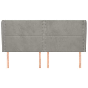 vidaXL Tête de lit à oreilles Gris clair 203x23x118/128 cm Velours