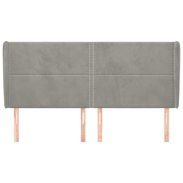vidaXL Tête de lit à oreilles Gris clair 203x23x118/128 cm Velours