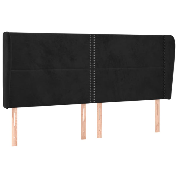 vidaXL Tête de lit à oreilles Noir 203x23x118/128 cm Velours