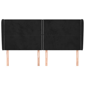 vidaXL Tête de lit à oreilles Noir 203x23x118/128 cm Velours