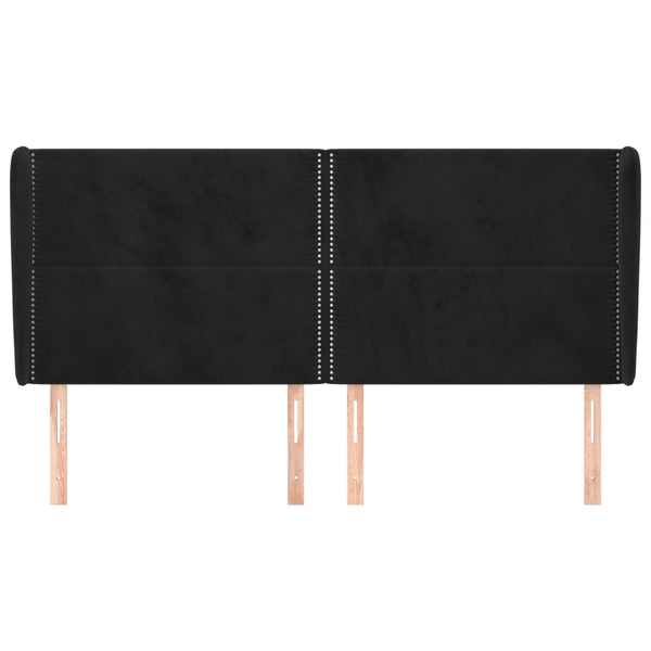 vidaXL Tête de lit à oreilles Noir 203x23x118/128 cm Velours