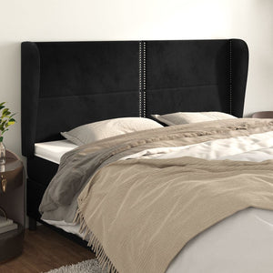 vidaXL Tête de lit à oreilles Noir 203x23x118/128 cm Velours