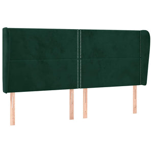 vidaXL Tête de lit à oreilles Vert foncé 203x23x118/128 cm Velours