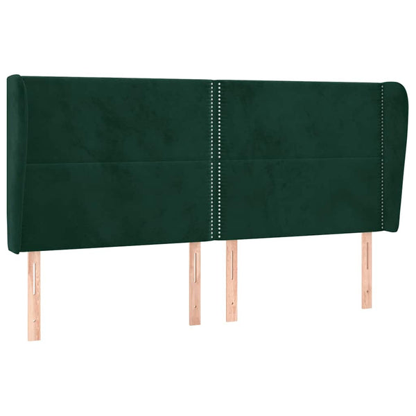 vidaXL Tête de lit à oreilles Vert foncé 203x23x118/128 cm Velours