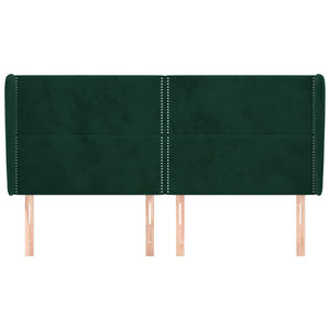 vidaXL Tête de lit à oreilles Vert foncé 203x23x118/128 cm Velours