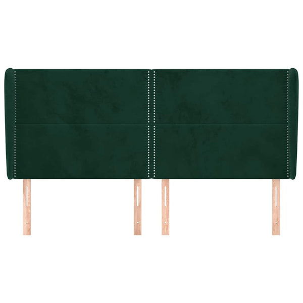 vidaXL Tête de lit à oreilles Vert foncé 203x23x118/128 cm Velours
