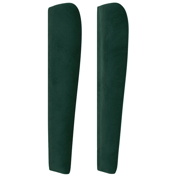 vidaXL Tête de lit à oreilles Vert foncé 203x23x118/128 cm Velours
