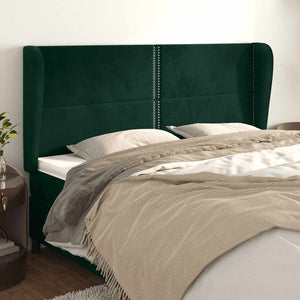 vidaXL Tête de lit à oreilles Vert foncé 203x23x118/128 cm Velours