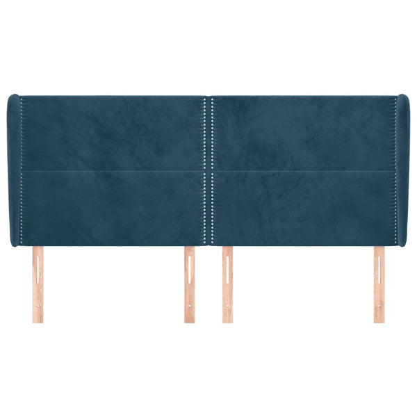 Kopfteil mit Ohren Dunkelblau 203x23x118/128 cm Samt