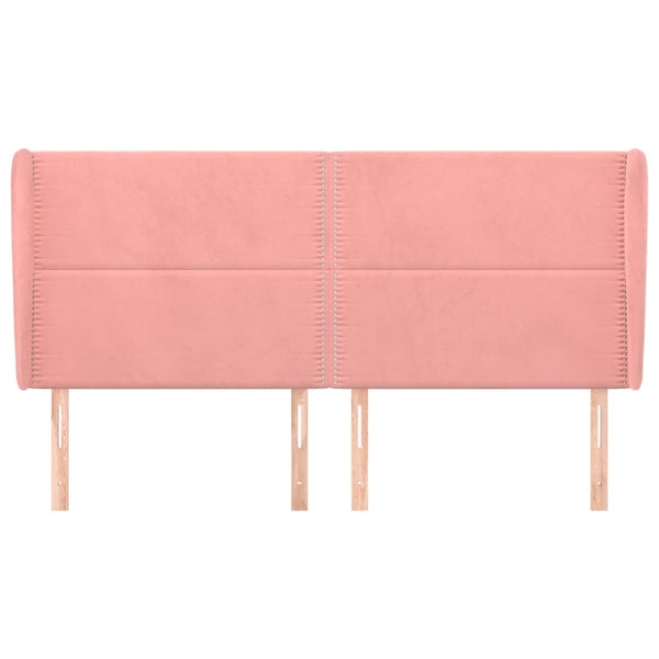 Kopfteil mit Ohren Rosa 203x23x118/128 cm Samt