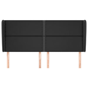 Kopfteil mit Ohren Schwarz 203x23x118/128 cm Kunstleder