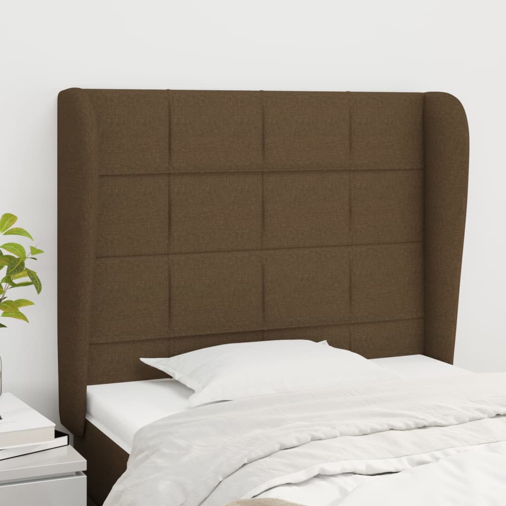 Kopfteil mit Ohren Dunkelbraun 83x23x118/128 cm Stoff