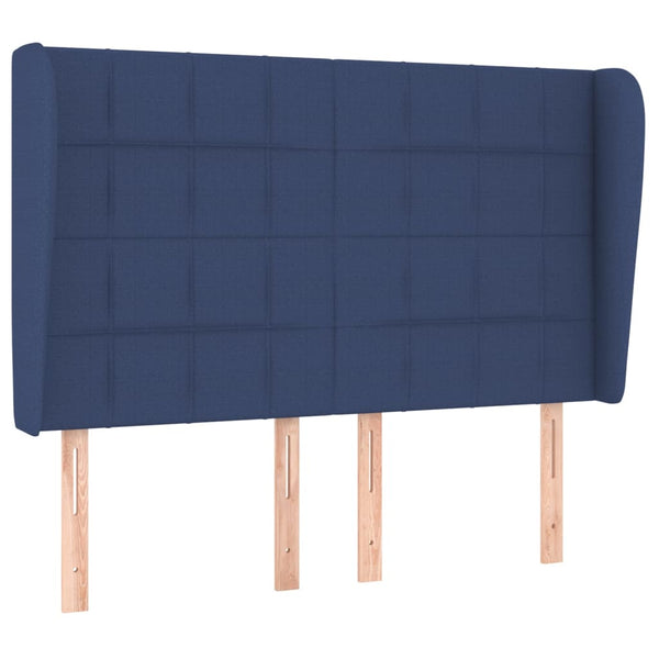 vidaXL Tête de lit à oreilles Bleu 147x23x118/128 cm Tissu