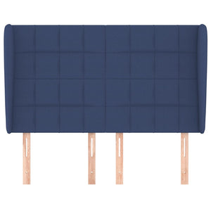 vidaXL Tête de lit à oreilles Bleu 147x23x118/128 cm Tissu