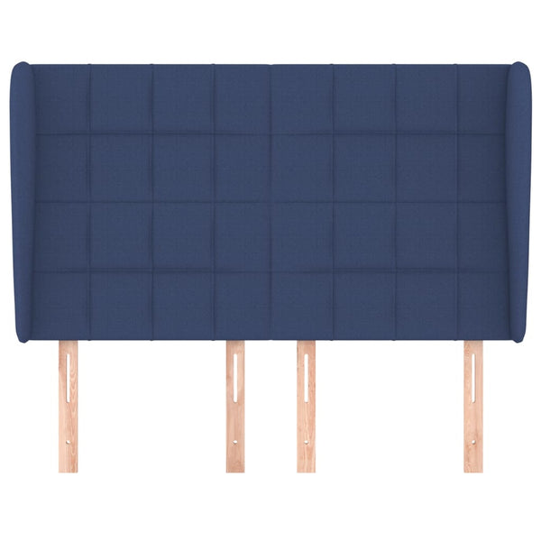 vidaXL Tête de lit à oreilles Bleu 147x23x118/128 cm Tissu