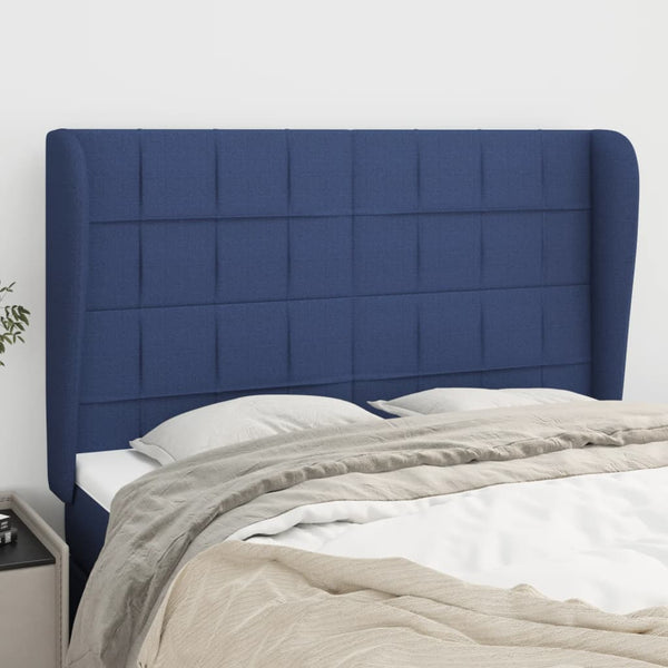 vidaXL Tête de lit à oreilles Bleu 147x23x118/128 cm Tissu