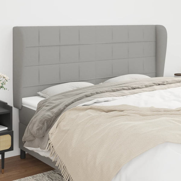 vidaXL Tête de lit à oreilles Gris clair 183x23x118/128 cm Tissu