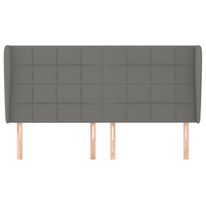 vidaXL Tête de lit à oreilles Gris foncé 203x23x118/128 cm Tissu