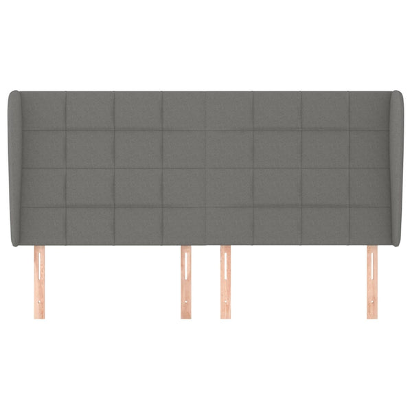 vidaXL Tête de lit à oreilles Gris foncé 203x23x118/128 cm Tissu