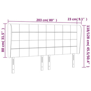 vidaXL Tête de lit à oreilles Gris foncé 203x23x118/128 cm Tissu