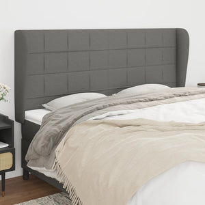 vidaXL Tête de lit à oreilles Gris foncé 203x23x118/128 cm Tissu