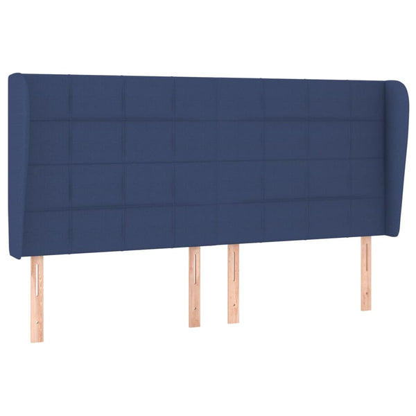 vidaXL Tête de lit à oreilles Bleu 203x23x118/128 cm Tissu