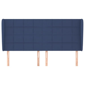 vidaXL Tête de lit à oreilles Bleu 203x23x118/128 cm Tissu