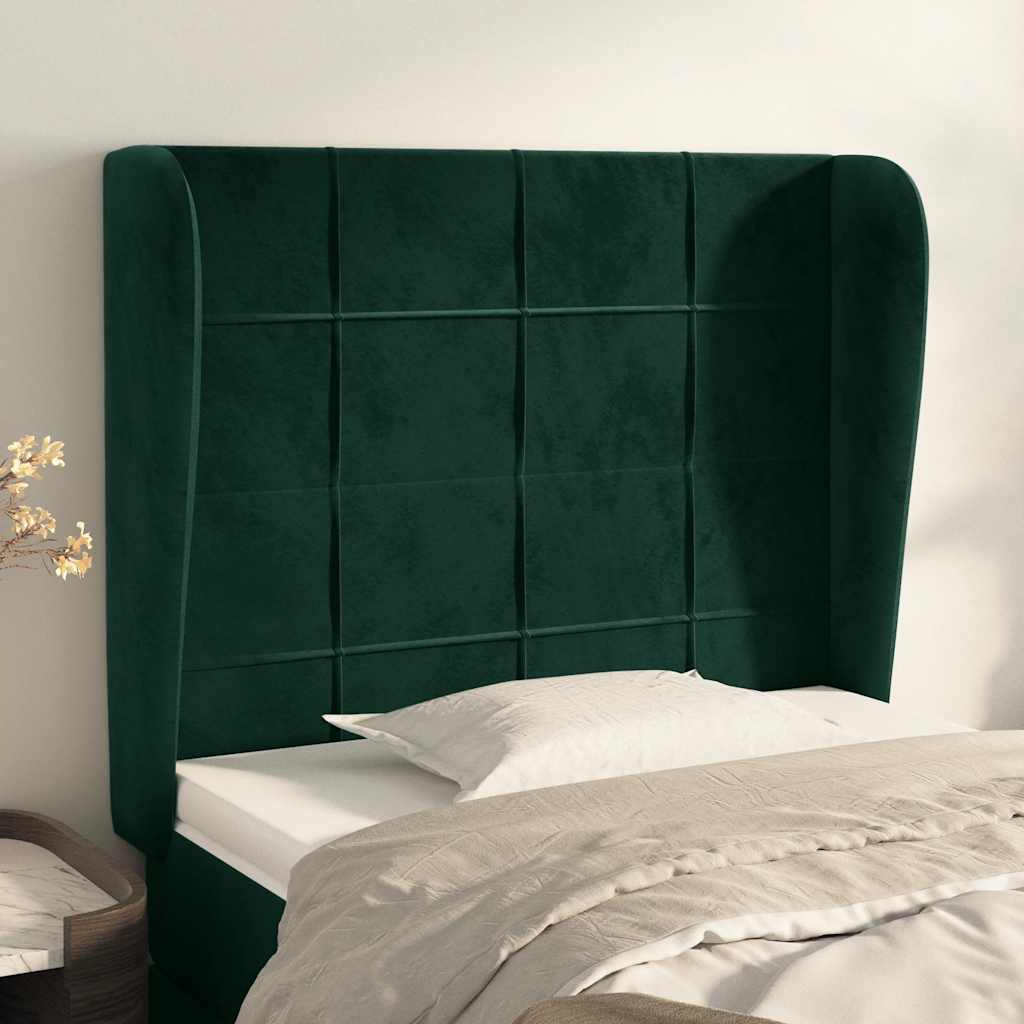 Kopfteil mit Ohren Dunkelgrün 83x23x118/128 cm Samt